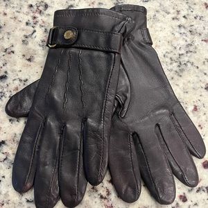 Lauren Ralph Lauren Dark Brown Leather women’s gloves. Size medium like new